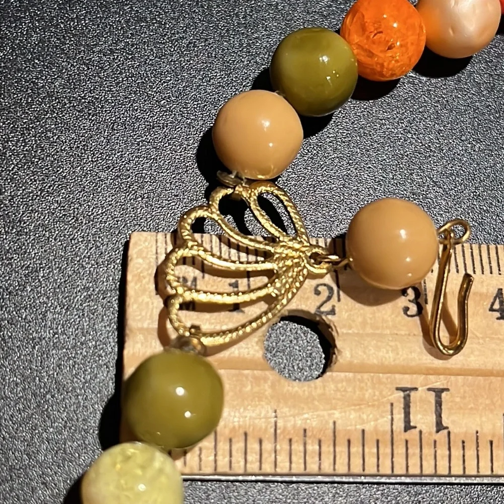 Vintage Double Strand Autumn Colors and Gold Accent Bead Necklace - Picture 14 of 16